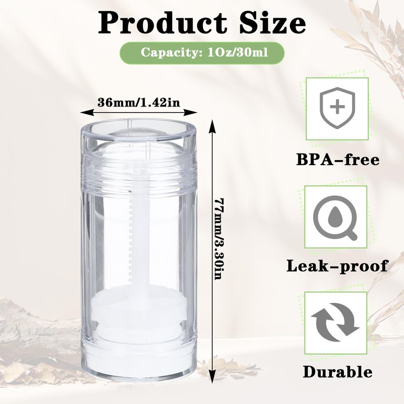 Lemecima 30 Pcs Empty Deodorant Containers Twist Filling Stick up Plastic Deodorant Container Refillable Deodorant Bottles Bottomfill Round Lip Balm Tubes for DIY Lipstick Crayon(30ml,Clear)