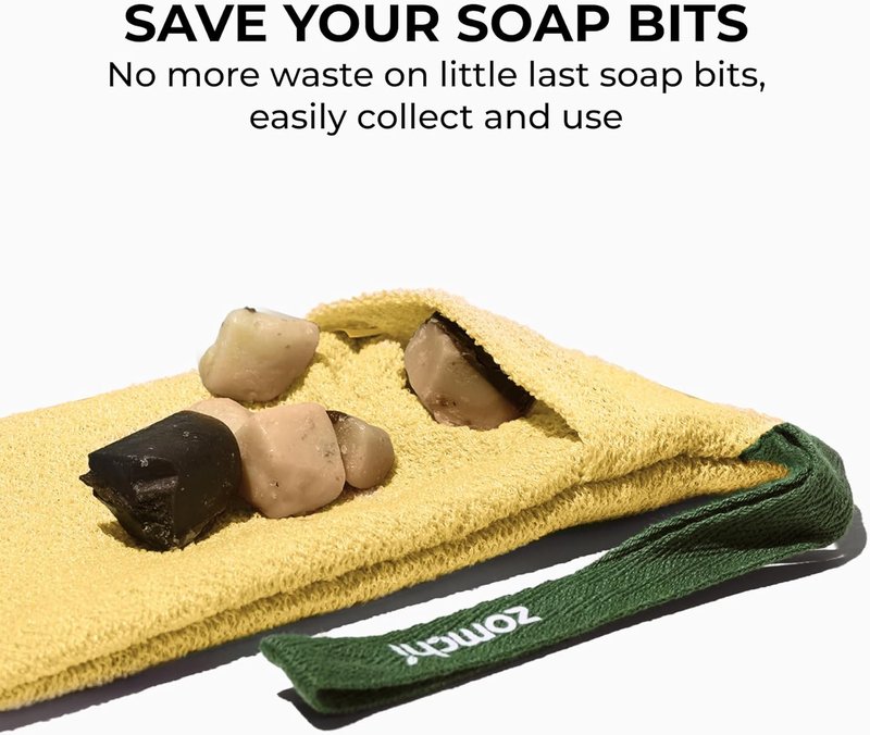 ZOMCHI Soap Saver Bags - Exfoliating Dual-Texture Pouches for Shower | 6 Pack in Gray, Yellow & Pink
