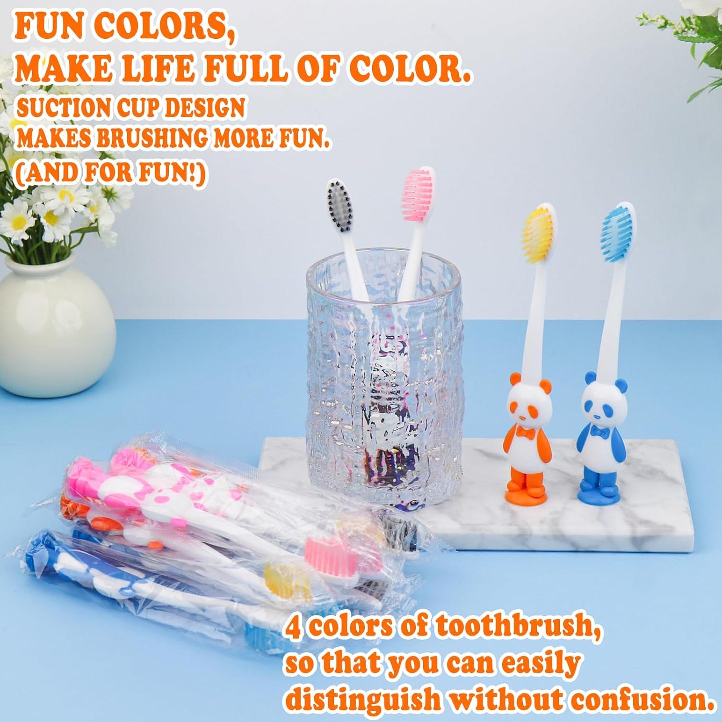 Disposable Toddler Toothbrush - Bulk Pack of 200 Suction Cup Animal Brushes for Kids Age 2+ | Individually Wrapped for Home, School, Travel