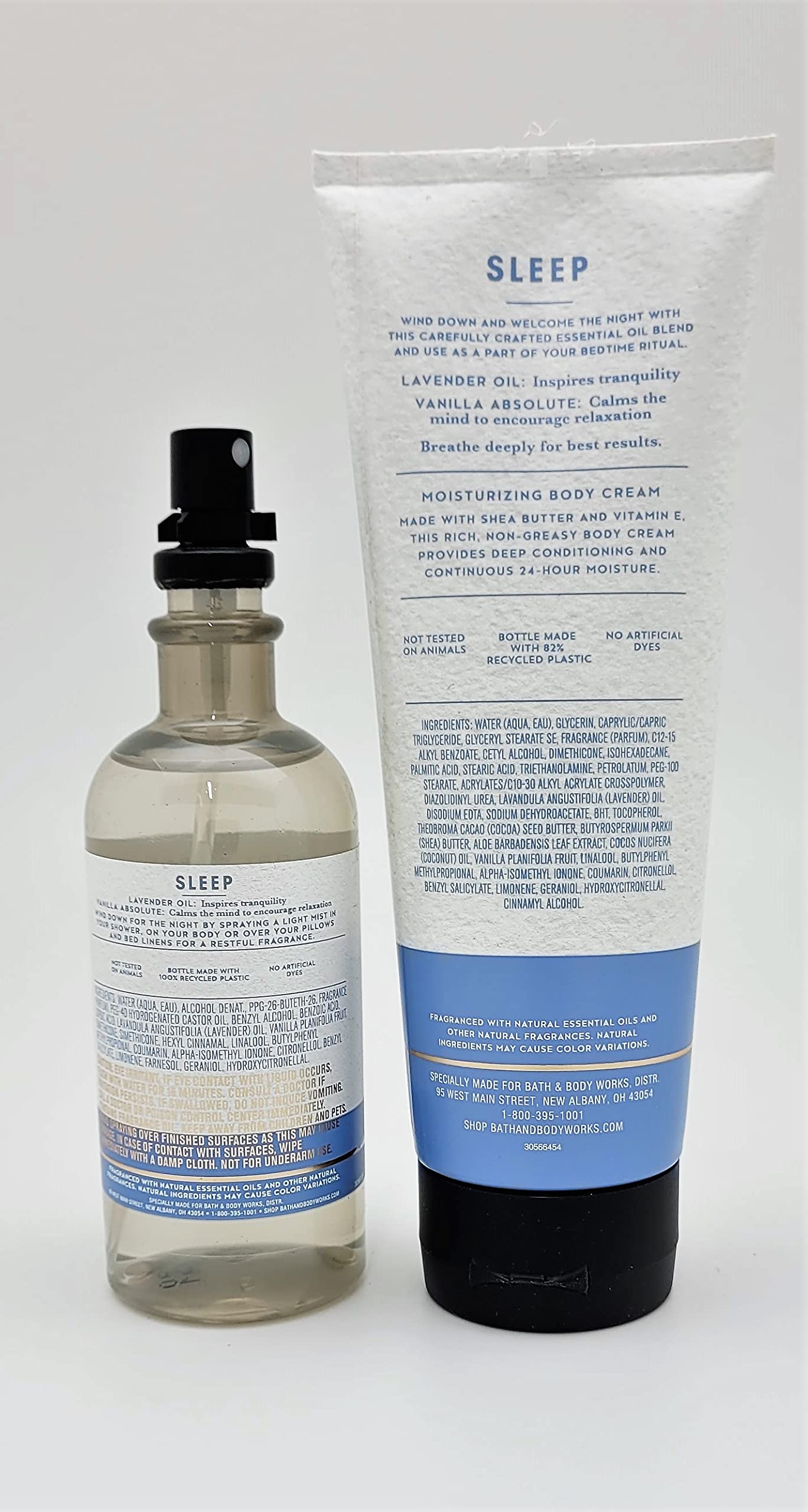 Bath & Body Works - Aromatherapy - Lavender Vanilla – Sleep - 2 pc Bundle - Pillow and Body Mist - 5.3 fl oz - & Body Cream - 8 oz