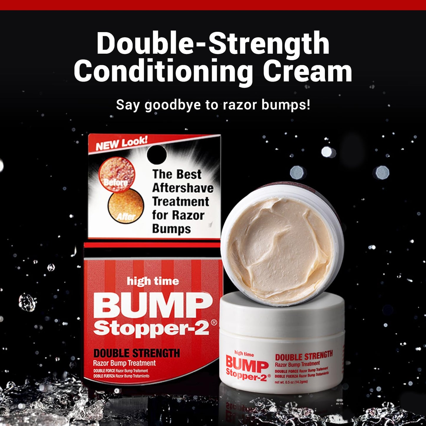 High Time Bump Stopper 2 Double Strength Ingrown Hair Cream for Face and Body | Aftershave Lotion for Men and Women | Razor Bump Balm | 0.5 OZ (5 Pack)