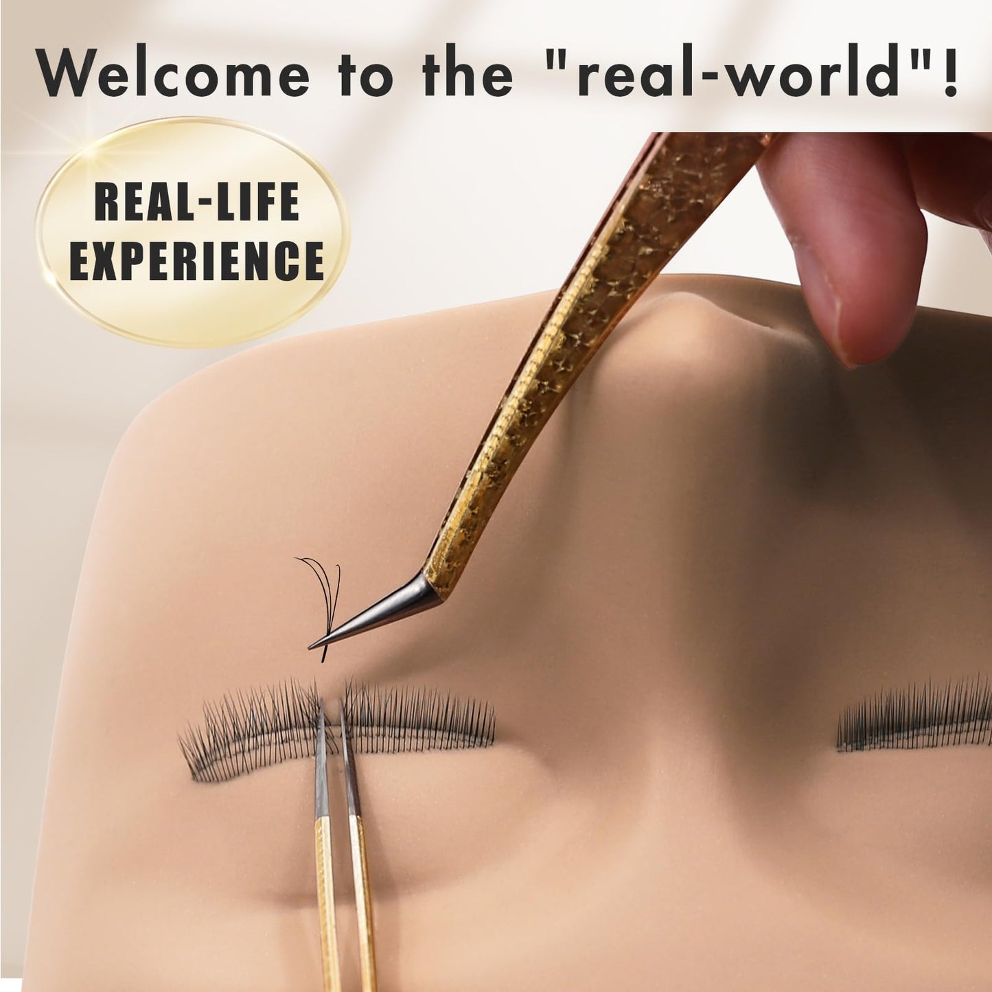 Embagol 3 Lash Layers Lash Mannequin Head For Eyelash Extension, Lash Extension Practice Face for Beginners Reusable Makeup Massage Training Supplies