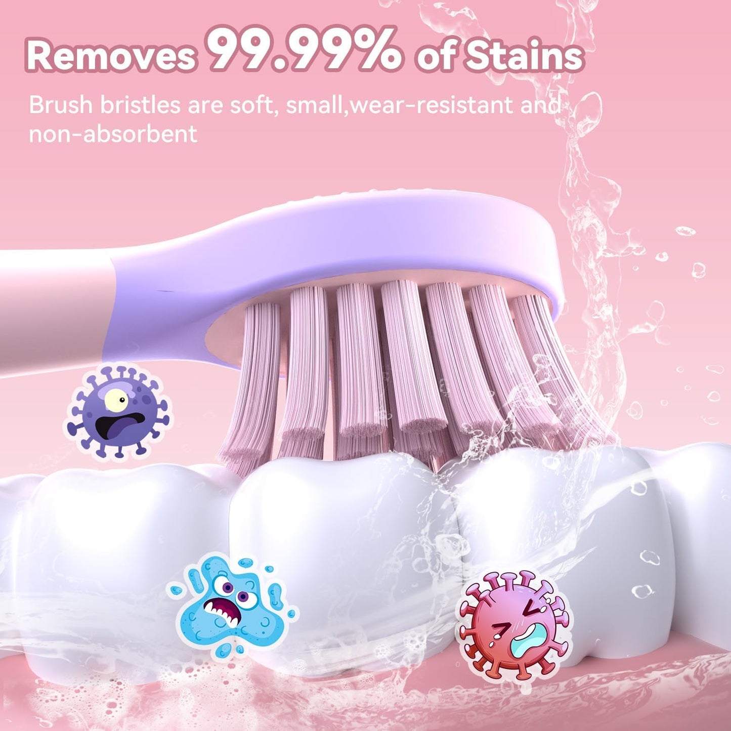 Rechargeable Electric Toothbrush for Kids | 5 Gentle Modes, Safe for Sensitive Teeth - Includes Fun DIY Stickers & 4 Soft Brush Heads