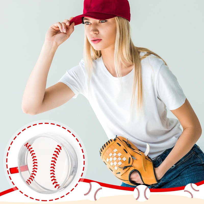 Reginary 12 Pcs Baseball Cosmetic Bag Gifts Accessories for Makeup Bags PVC Clear Cheer Base Ball Case Toiletry Zipper Pouch Waterproof Travel Handbag Purses Organizer for Baseball Team Gift