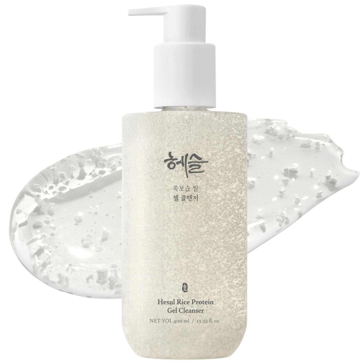 Hesul Rice Protein Gel Cleanser, Korean Skincare for Sensitive Skin, Ceramide, Hyaluronic Acid, Gentle Exfoliating, Brightening, Rice Enzyme Capsules, Valentine's Day Gifts for Woman | 400ml