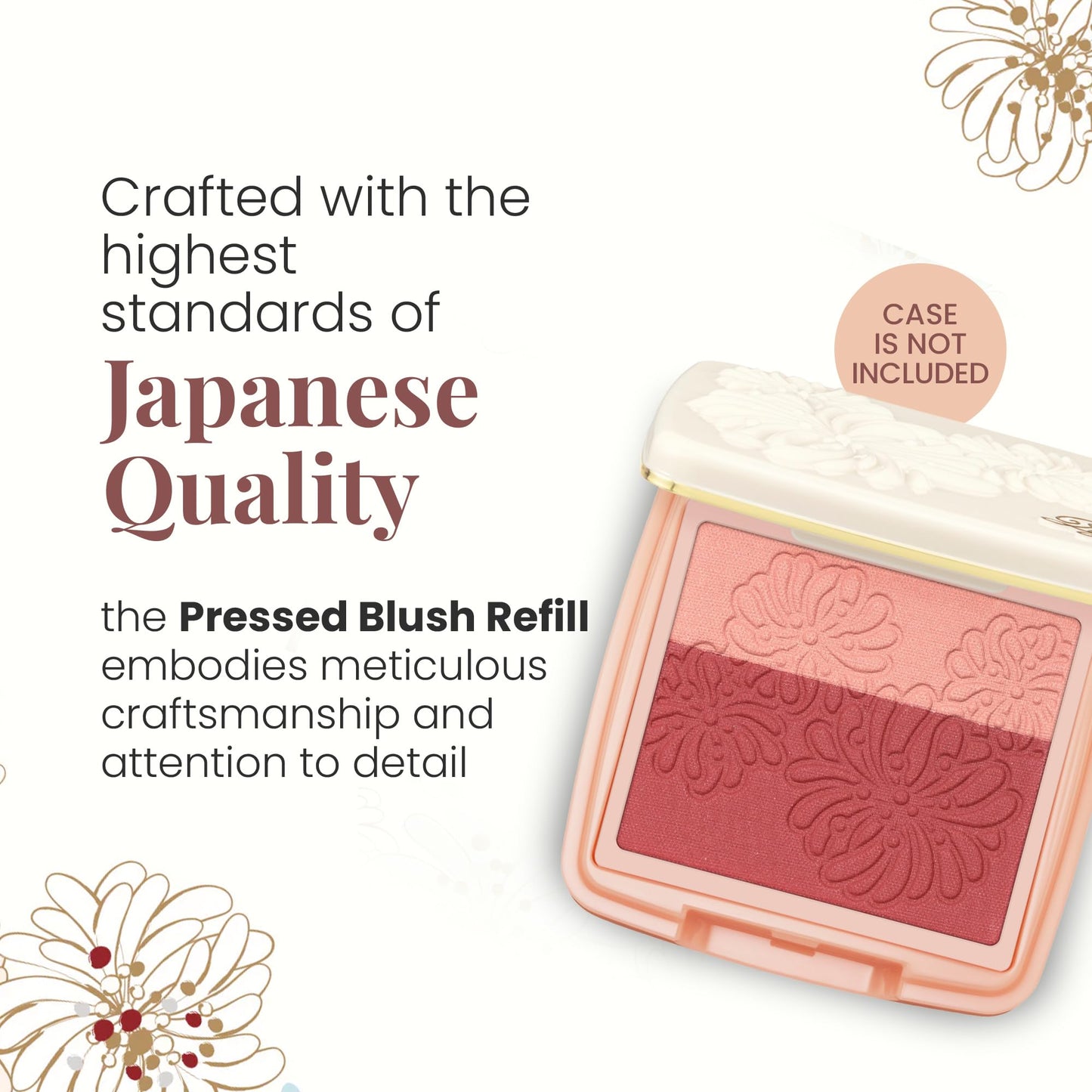 Paul & Joe Pressed Blush Palette Refill Only, Case Sold Separately, Oil-Absorbing Blush Powder, Bi-Color Face Blushes with Fitting Veil Powder, Light Beige and Rose, 05 Boite A Musique, 0.17 oz