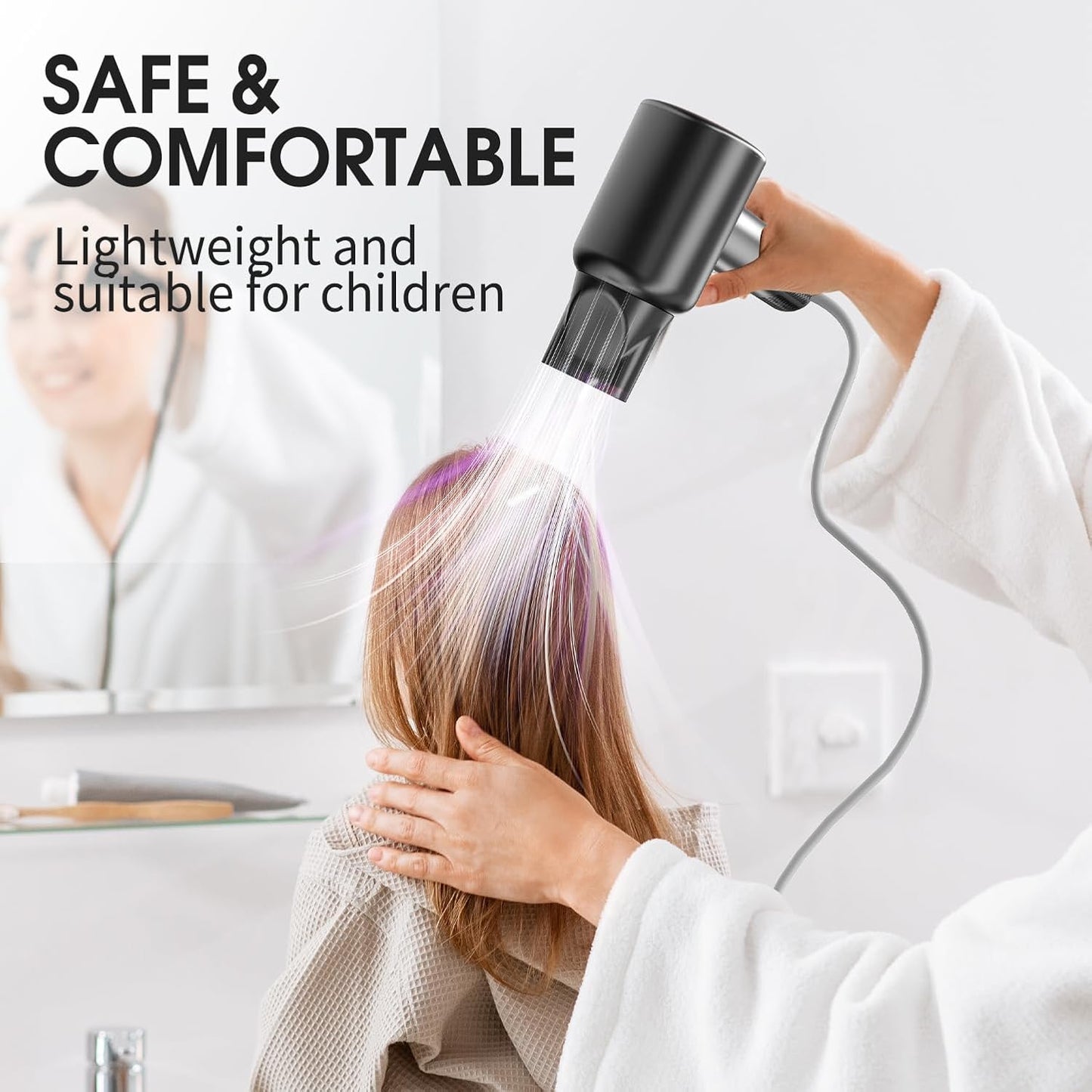 High-Speed Diffuser Hair Dryer - 110,000 RPM Brushless Motor | Low Noise, Fast-Drying Ionic Blow Dryer for Home & Travel