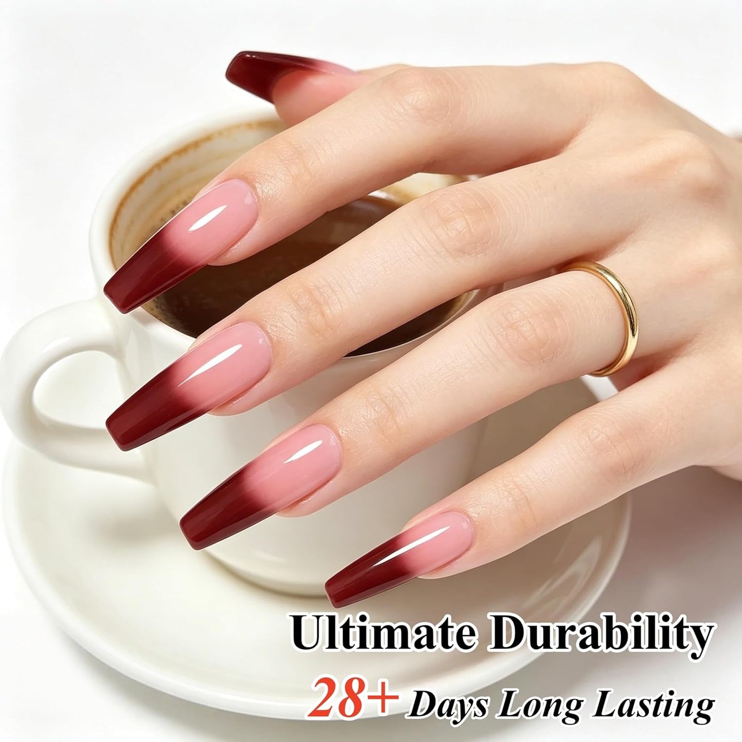 Color Changing Gel Nail Polish Set - 6 Summer Mood Colors | Thermal UV Gel Kit with Base & Top Coat, 8 Pcs 7.5 ml