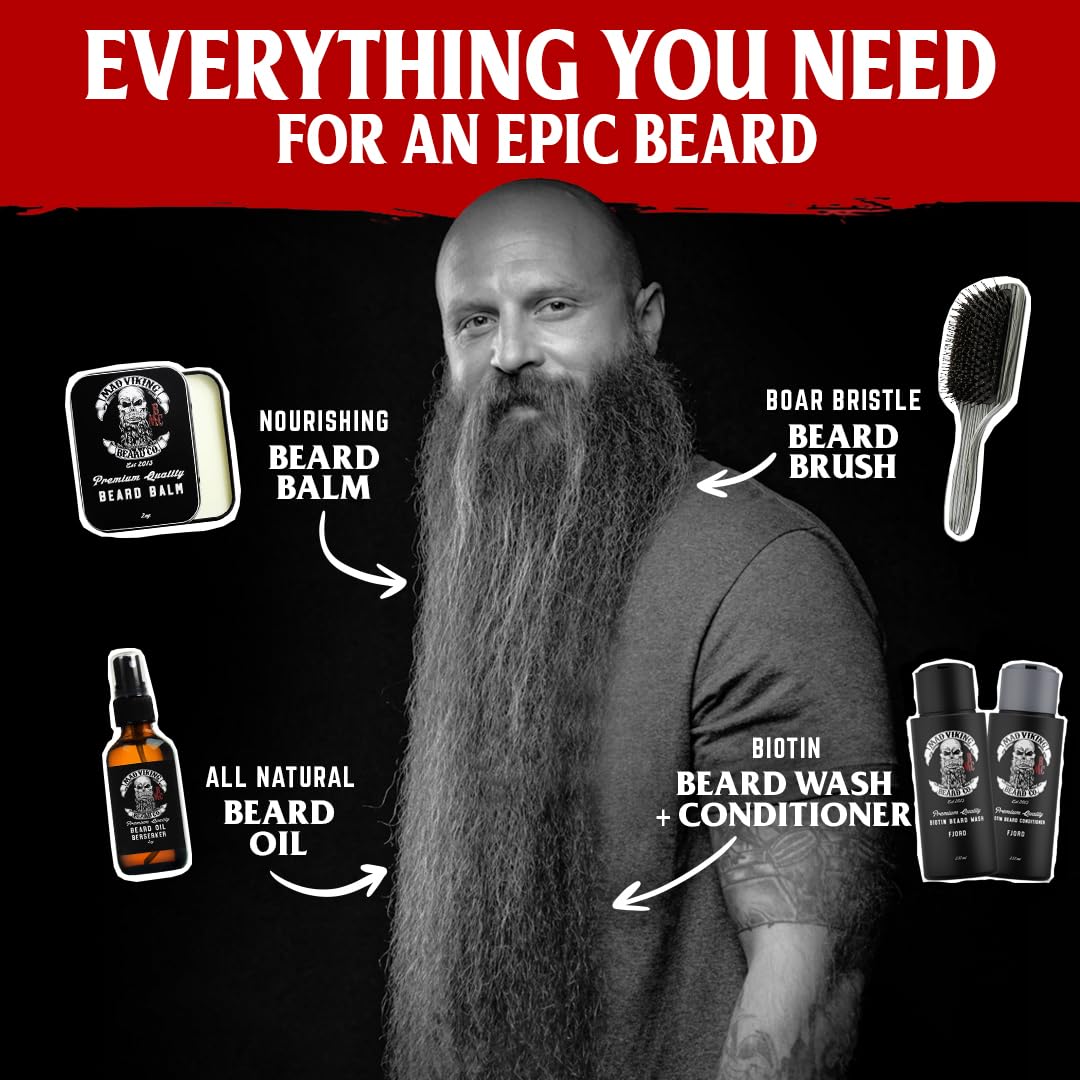 Mad Viking Beard Balm – Non-Greasy Balm to Soften and Style with a Medium Hold - Made with Shea Butter, Beeswax & Premium Oils - Made in the USA - 2oz