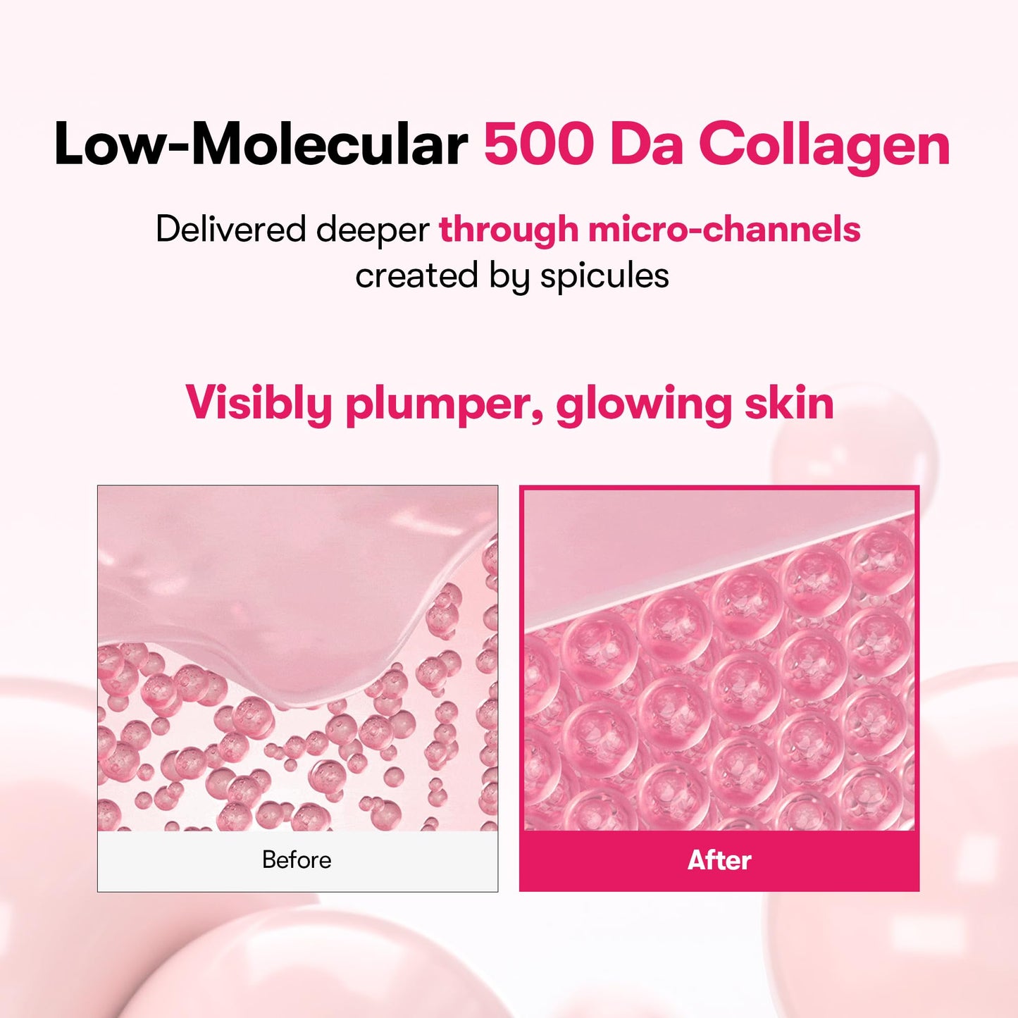 VT COSMETICS Collagen Reedle Shot 100 Serum, Pink Skin Booster for Plumping, Firming & Glowing Skin, 500Da Low Molecular Extract, Spicule Microneedle Treatment, K-Beauty Face Serum, 1.69 fl oz (50ml)