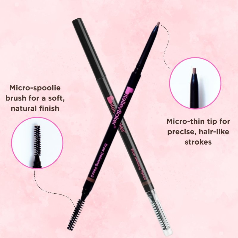 Kelley Baker Brow Defining Pencil, Micro-Thin Tip for Precise Hair-Like Strokes and Shaped Brows, Smudge-Resistant Long-Lasting Formula, Built-In Spoolie for Natural Soft Defined Brows, (Blonde)