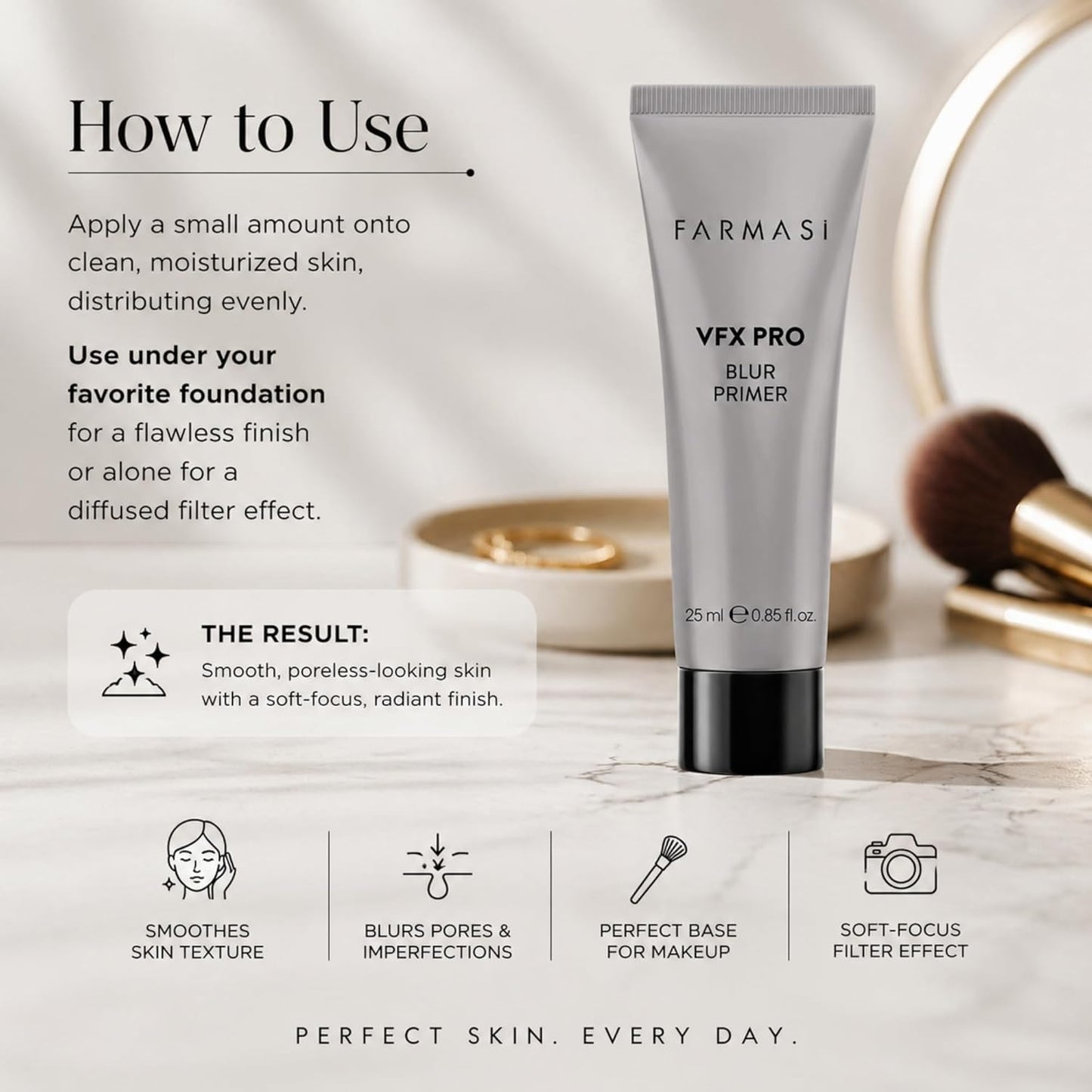 FARMASi VFX Pro Blur Makeup Primer - Smoothing Oil-Free Face Base for Pores & Fine Lines | 0.85 fl oz