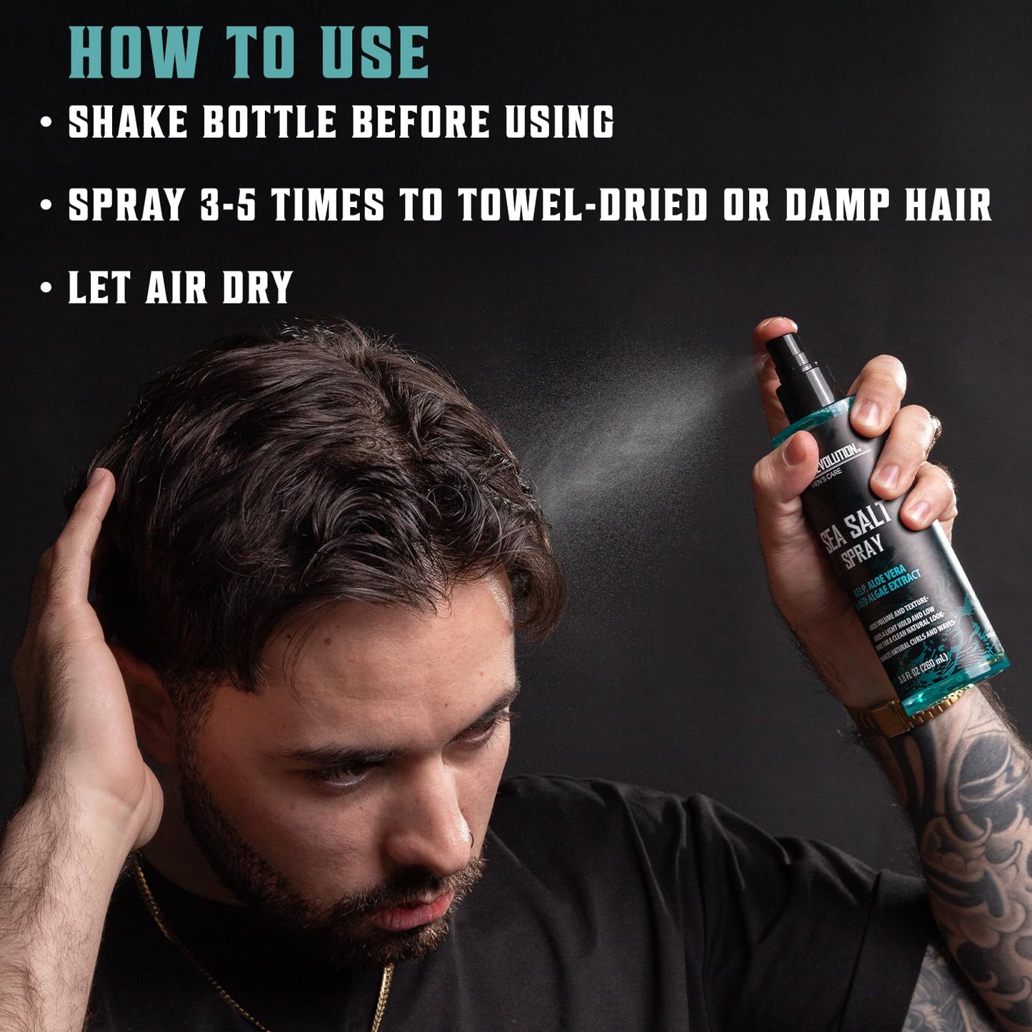 Viking Revolution Sea Salt Spray for Men - Hair Texturizing Spray with Kelp, Aloe Vera and Red Algae Extract - Surf Sprays to Add Volume and Texture for Men and Women Beach Hair - 8.8oz