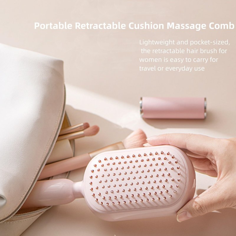 Self Cleaning Hair Brush, 2026 Upgrade Retractable Cushion Massage Comb, Anti Static Self Cleaning Hair Brush, Hairs Styling Tools for All Hairs Types, One-pull