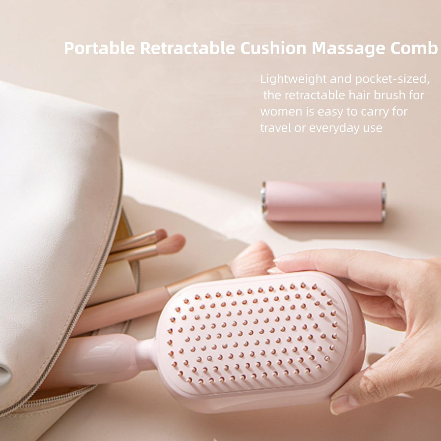 Self Cleaning Hair Brush, 2026 Upgrade Retractable Cushion Massage Comb, Anti Static Self Cleaning Hair Brush, Hairs Styling Tools for All Hairs Types, One-pull