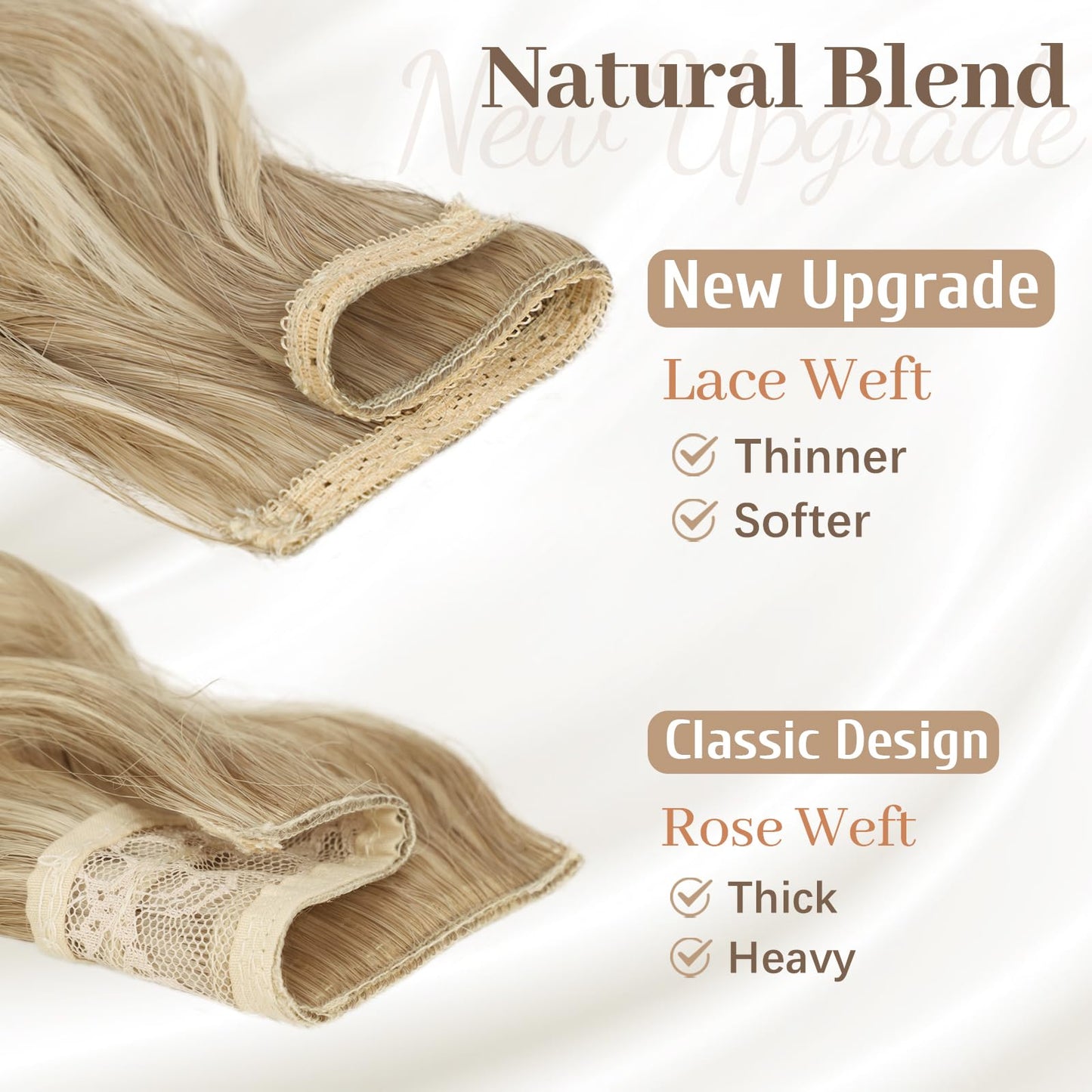 KooKaStyle Hair Extensions, 7PCS Clip in Long Mermaid Wavy Hair Extensions Thick Natural Hairpieces Double Weft for Women Full Head (20 Inch, Dirty Blonde)