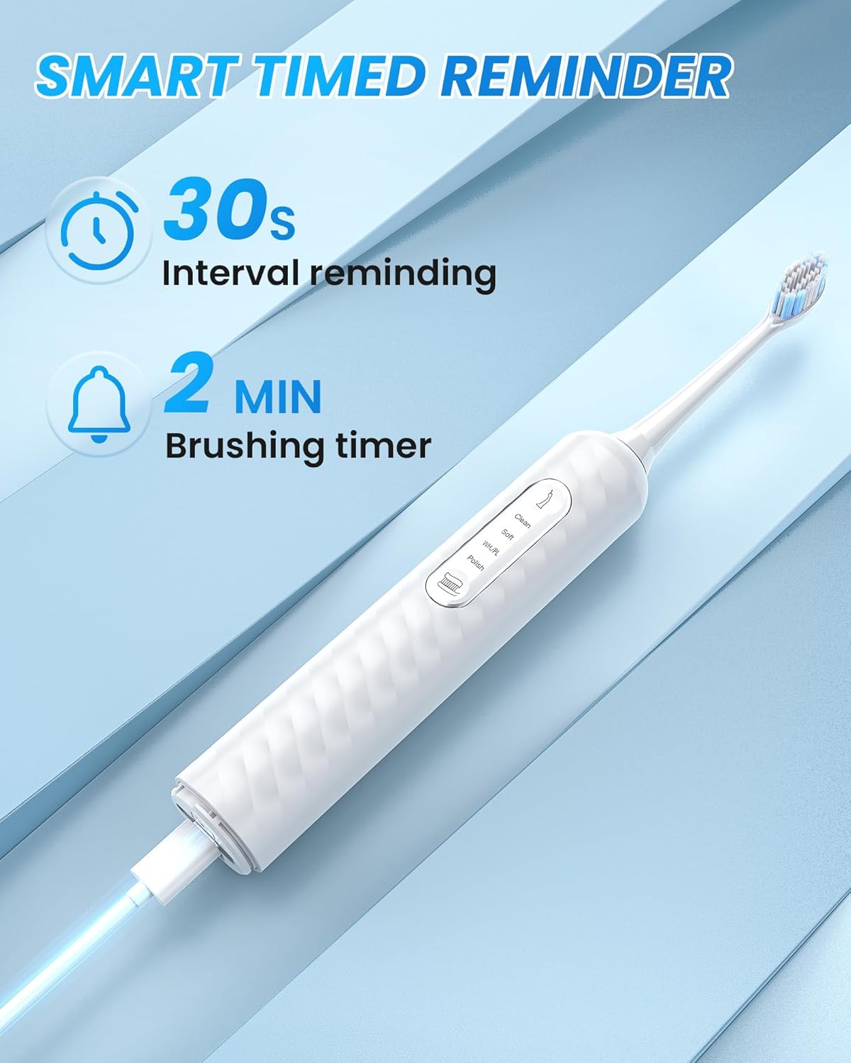Electric Toothbrush & Water Flosser - 3-in-1 Teeth Cleaning Kit with 7 Modes | Portable for Travel & Home (White)