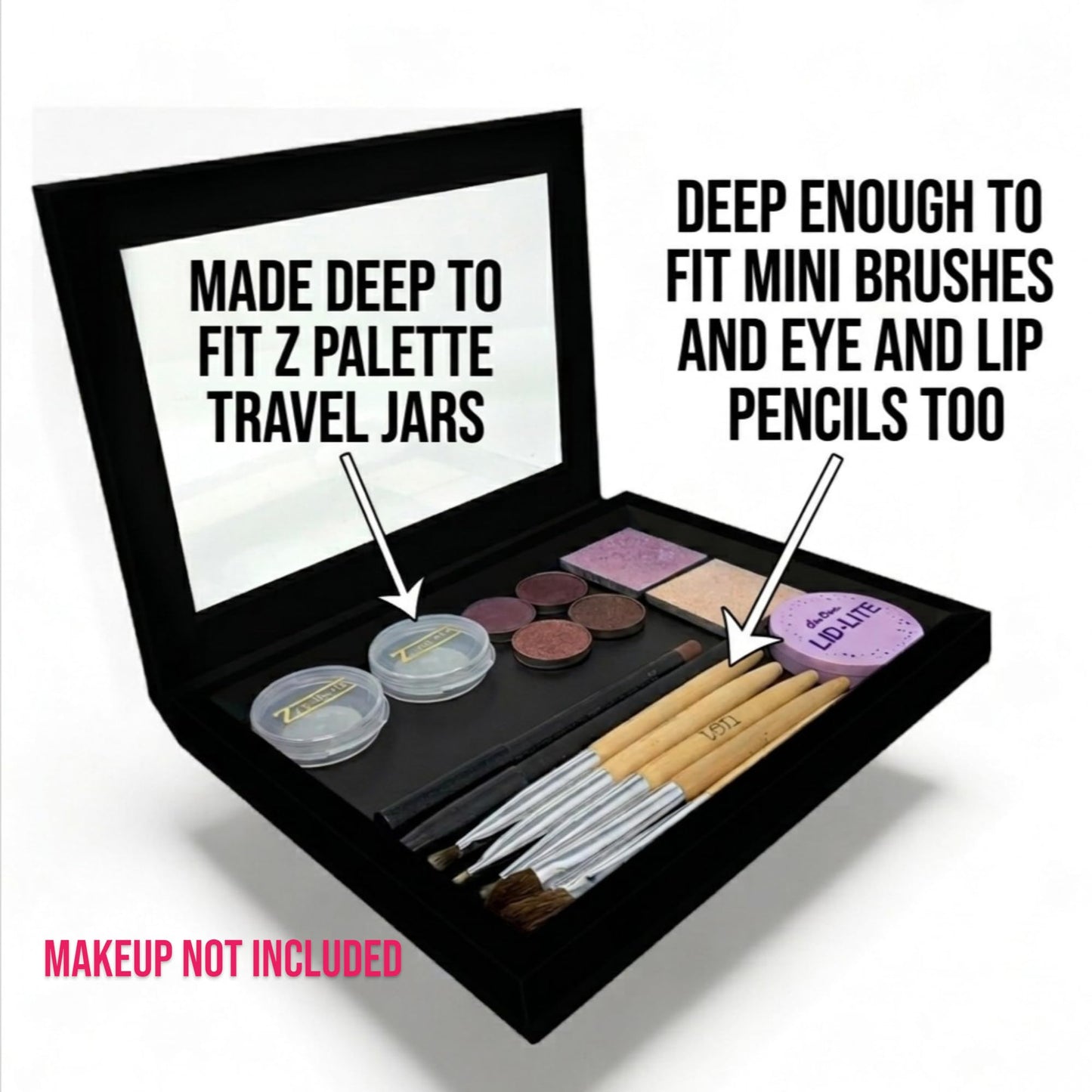 Z Palette Extra Large Deep Black Empty Magnetic Makeup Palette with Clear Window