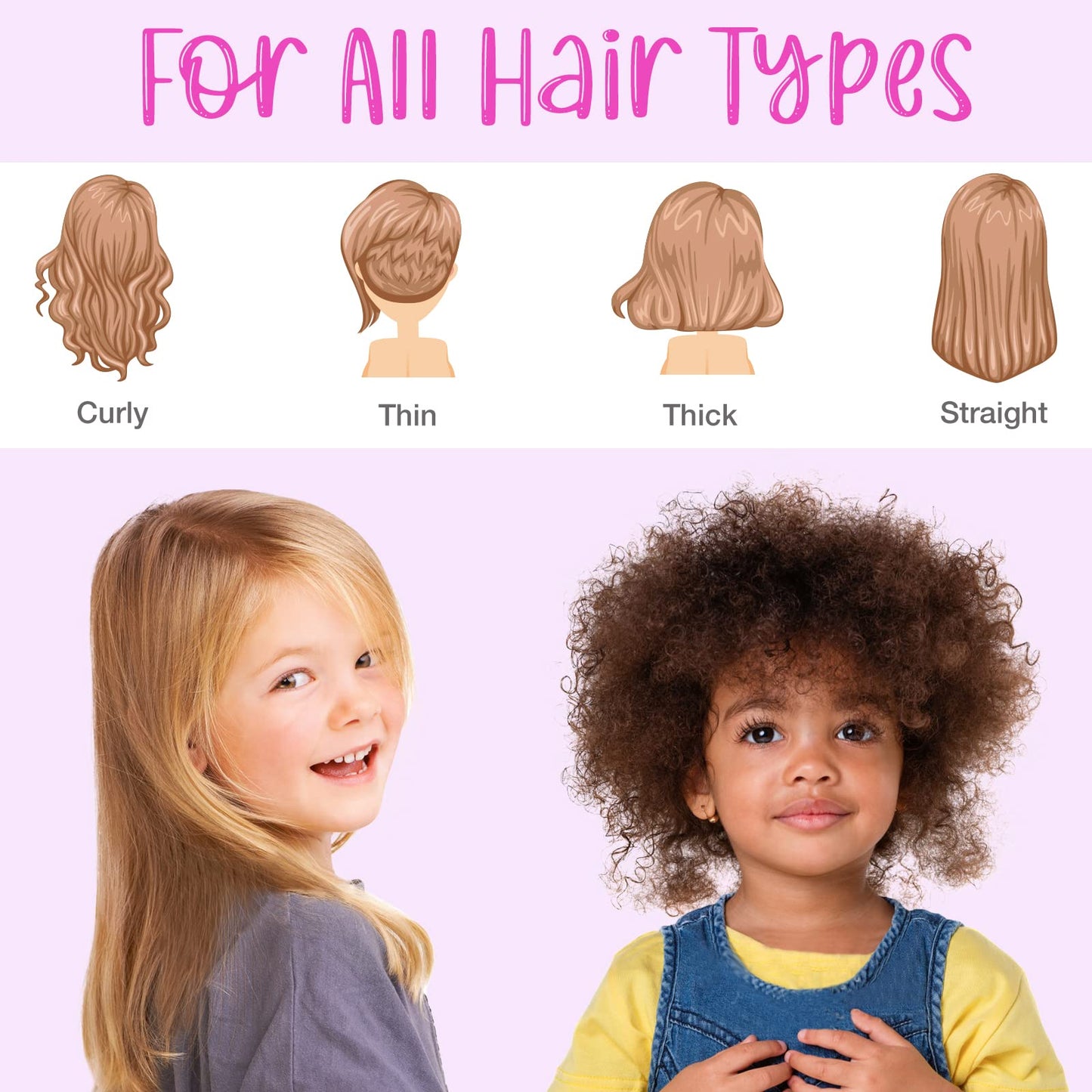 Girls Detangling Brush for Curly, Wet/Dry, Thick Hair - Pain-Free Brushing for Women (Rainbow Unicorn)