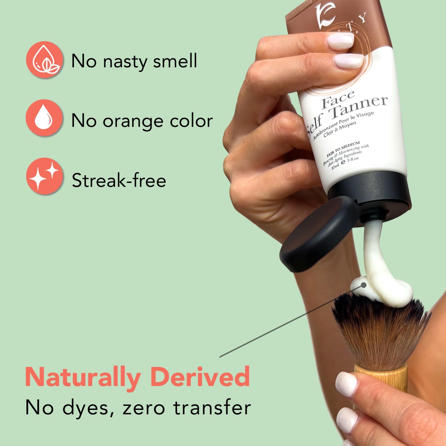 Face Tanner Made with Natural & Organic Ingredients and Kabuki Face Brush for Self Tanner Application