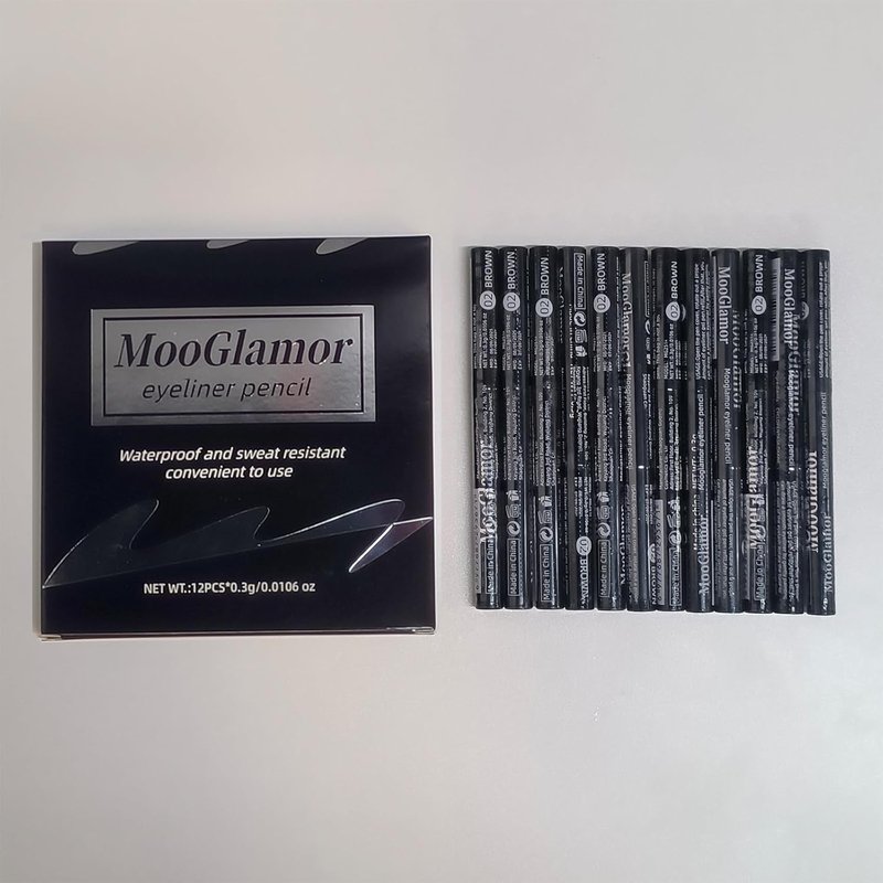 Black Eyeliner Pencil Set - 12 Pcs Waterproof Gel for Bold, Defined Eyes | Retractable Design
