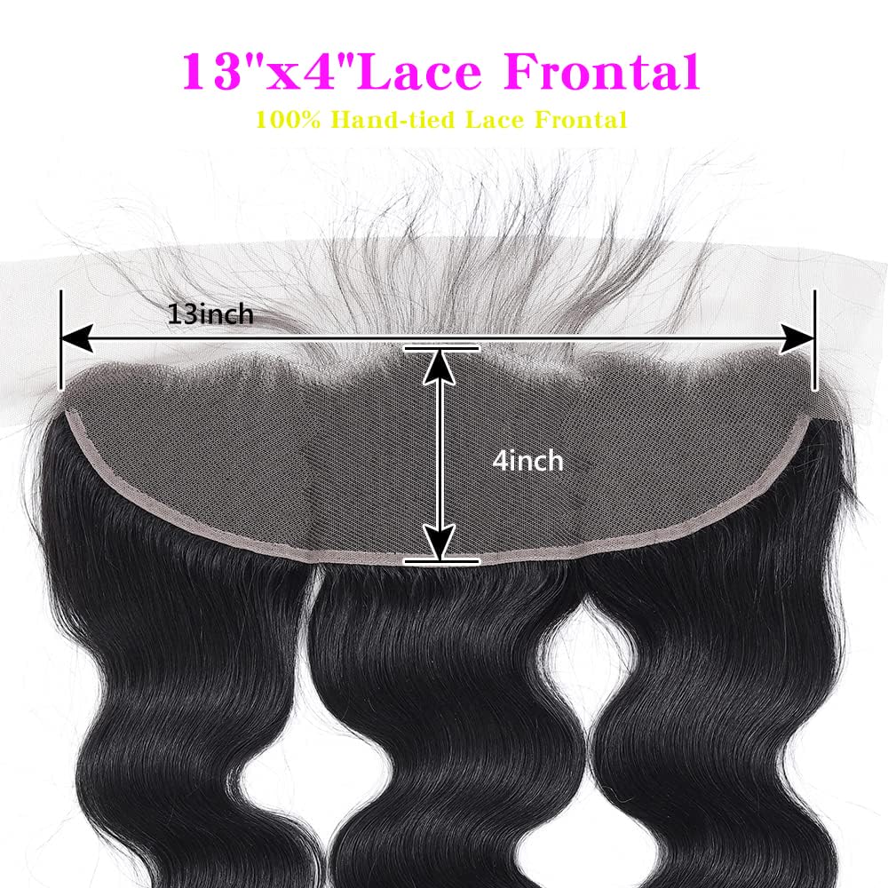 13x4 Lace Frontal Closure Body Wave Frontal Ear to Ear HD Lace Frontal Human Hair 100% Brazilian Virgin Human Hair Closure 18 Inch Frontals Hair Pieces for Women Free Part 150% Density
