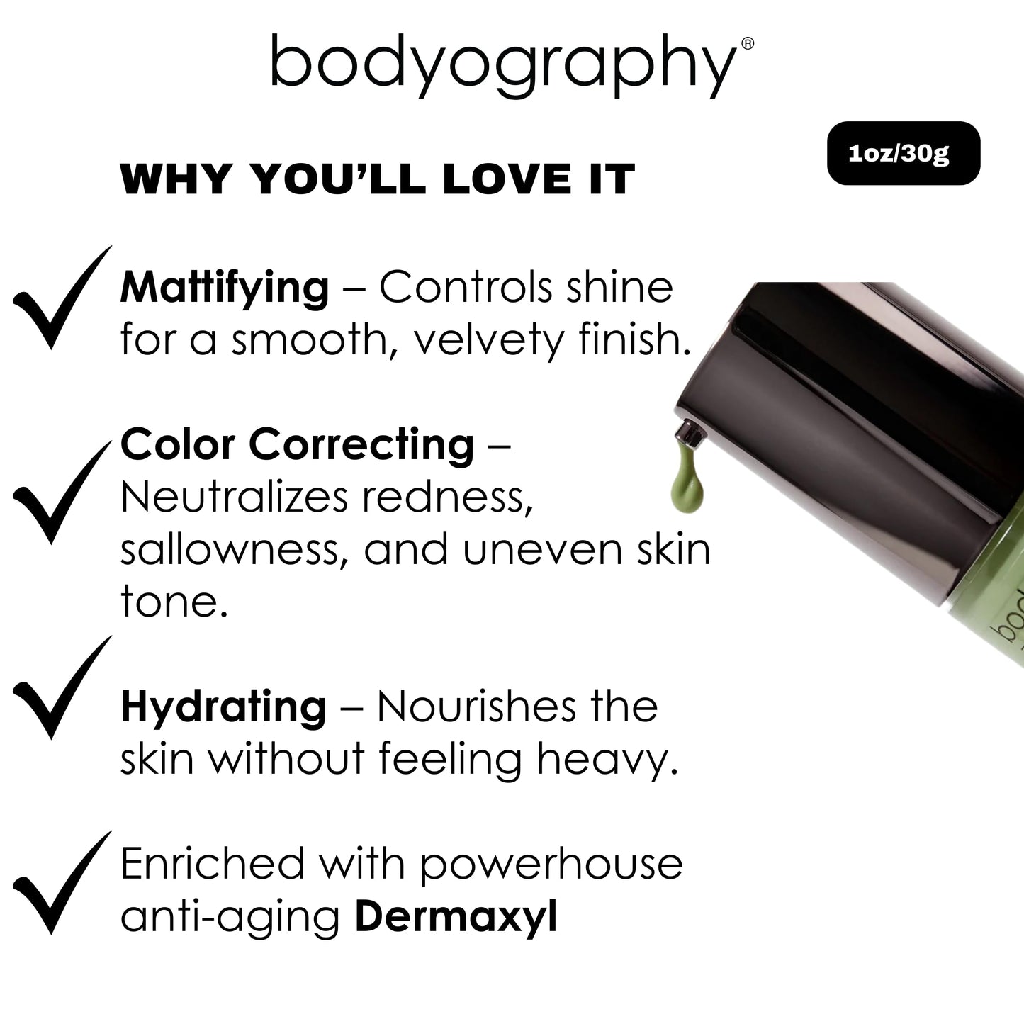 BODYOGRAPHY Foundation Primer | Flawless Anti-Aging Makeup Base with Vitamin E, A, Jojoba & Grapeseed Oil | Shine Control, Smooth Finish | Salon-Quality, Gluten-Free, Cruelty-Free | 1 oz