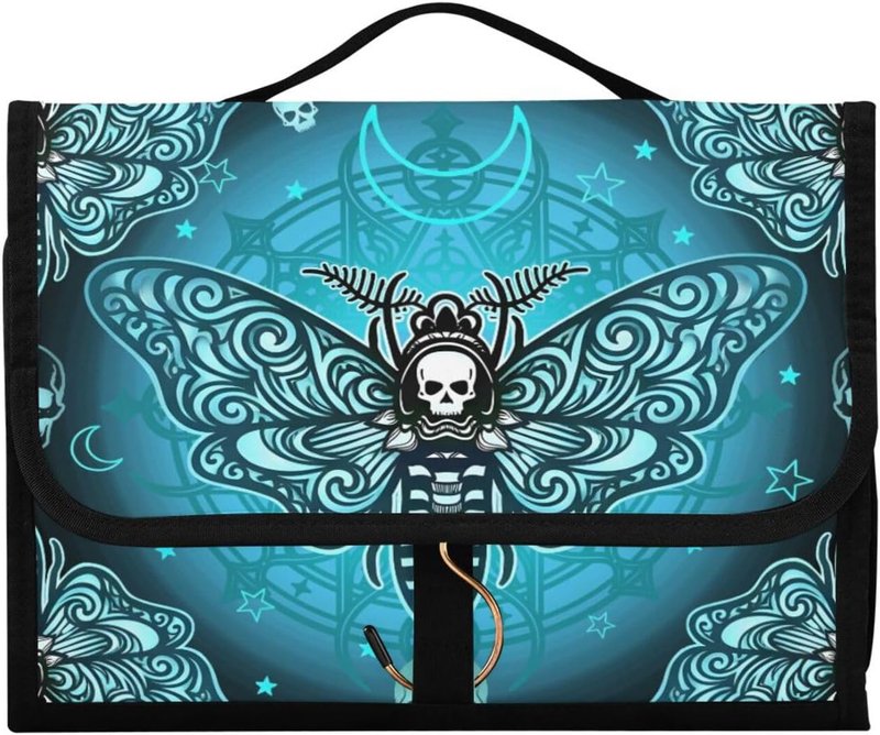 Goth Toiletry Bag Set - Butterfly Skull Makeup Organizer | 3-Piece Travel Cosmetic Bags