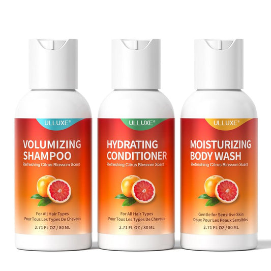 Travel Size Shampoo Conditioner and Body Wash Set, Hair Care & Body Care Trio Gift Set for Trip, Camping, Outdoor, Hotel & Gyms, Gentle For Baby, TSA Friendly Essentials, 2.71 Oz Ea