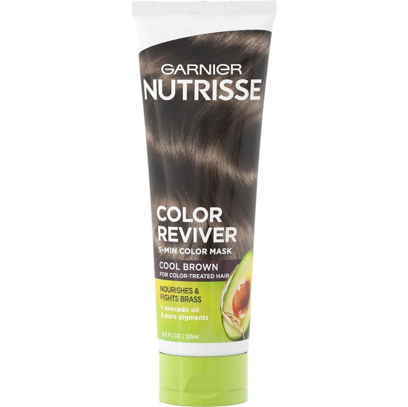 Garnier Nutrisse Hair Color Reviver Mask - Nourishing Cool Brown Treatment | 4.2 Fl Oz, 2 Count
