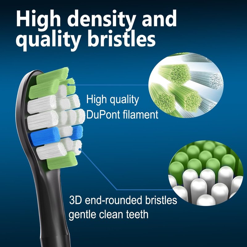 Replacement Brush Heads for Philips Sonicare Electric Toothbrush - 12 Black Brush Heads for ProtectiveClean 6100, 5100, 4100