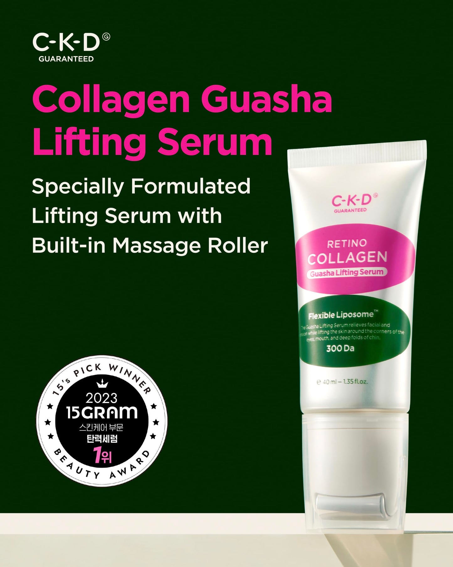 CKD Retinal Collagen Gua Sha Face Serum, Cooling Massage Head