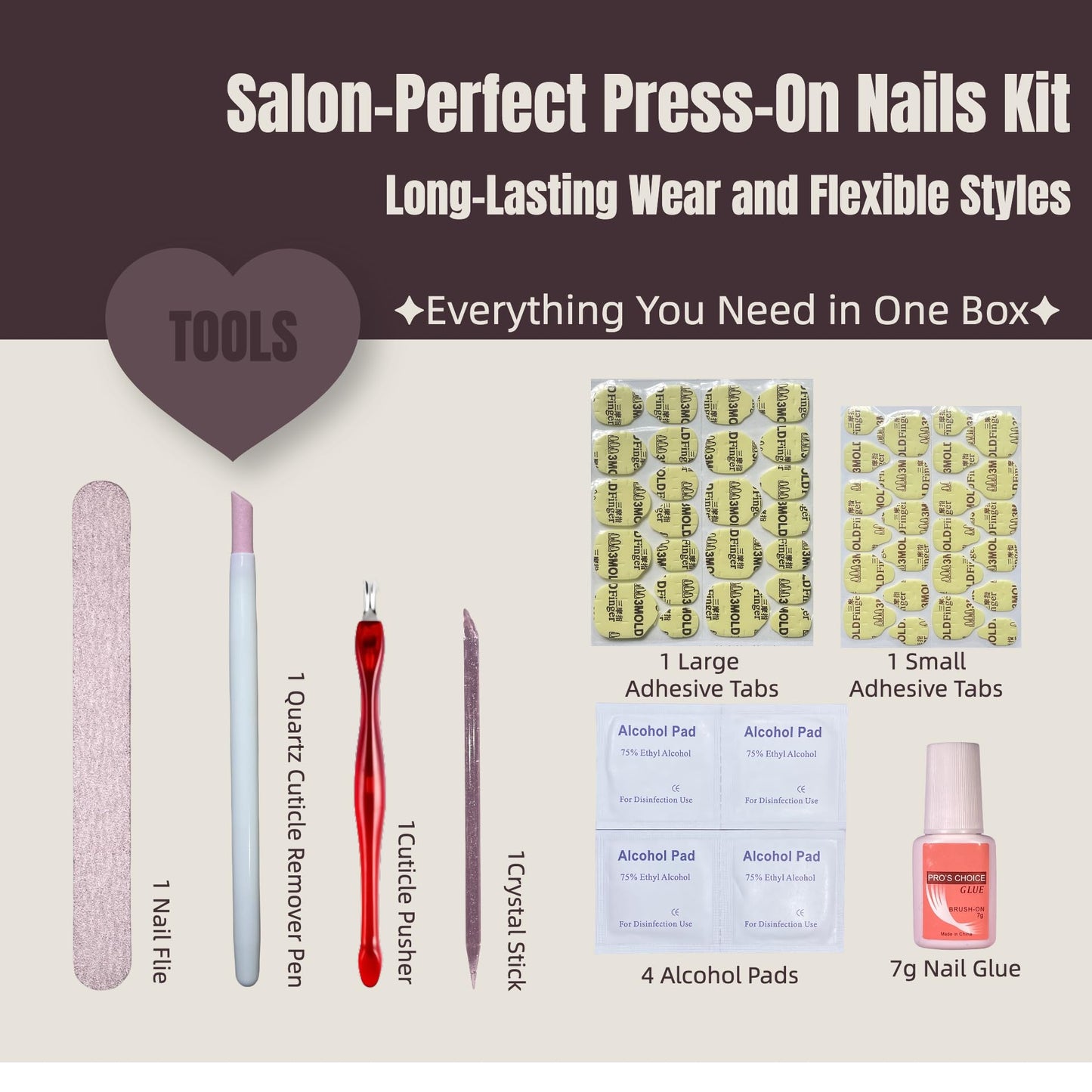 30PCS Handmade Press-On Nails – Long Coffin Dark Brown Leopard with Gold Accents – No Size Measuring Needed – Luxury Gift Set with Glue, Tools & Acrylic Box – Reusable Nail Kit for Women