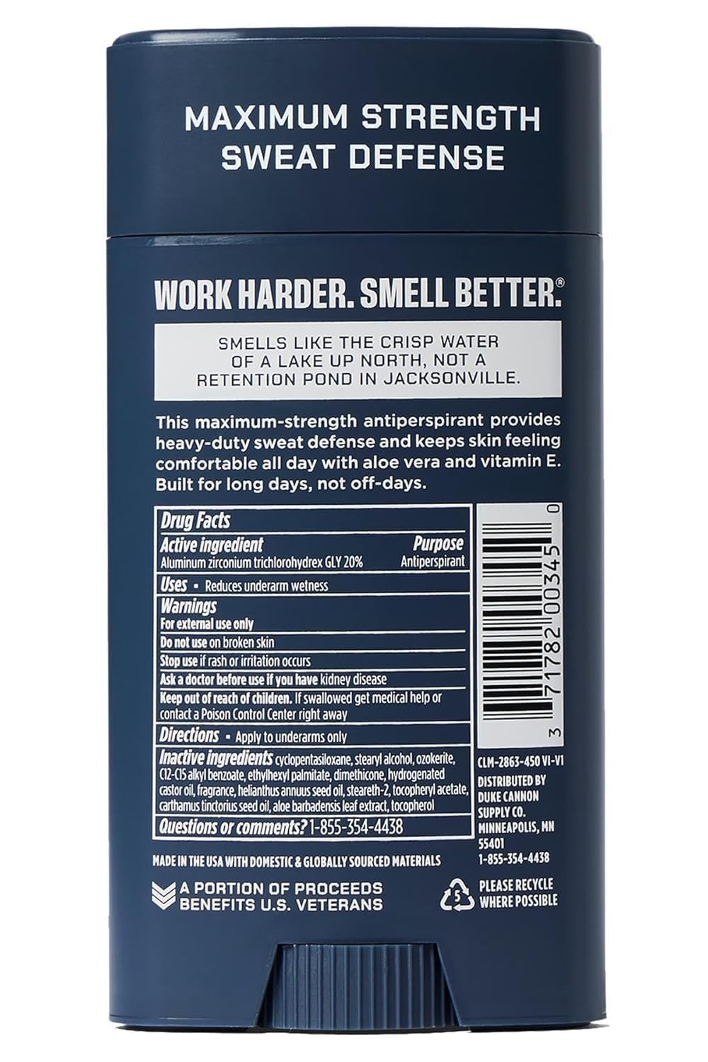 Duke Cannon Midnight Swim Antiperspirant Deodorant for Men – Trench Warfare® – Sandalwood + Lavender Scent – Aluminum-Based Sweat Protection – 3 oz – Long-Lasting & Skin-Soothing