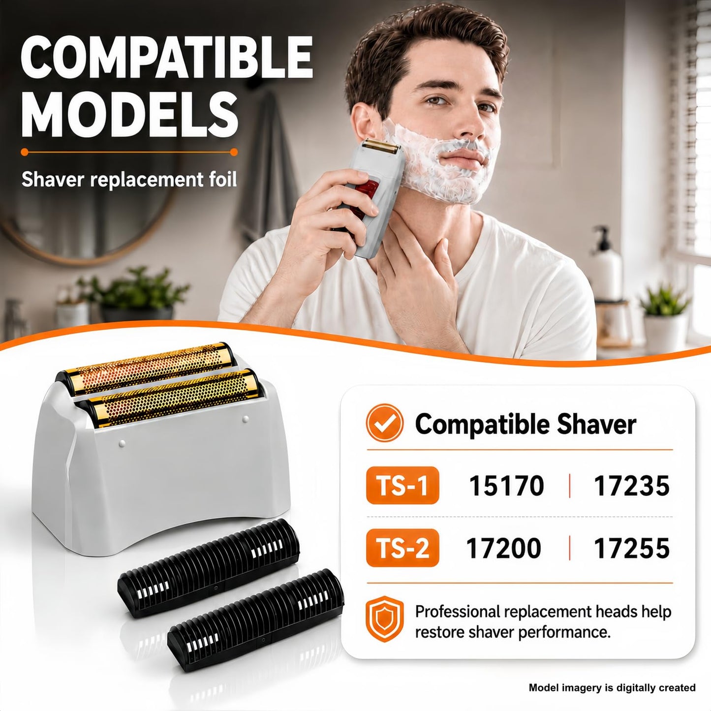 3 Pack Pro Shaver Replacement Foil and Cutters Compatible with andis No.17150/17155/17200 Shaver ProFoil Lithium Replacement Golden