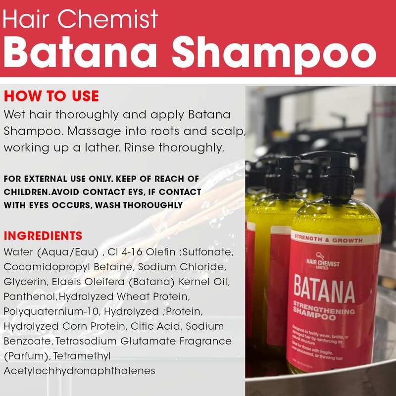Hair Chemist Batana Strengthening Shampoo & Conditioner 33.8 oz. (2-PC SET) - Batana Shampoo and Conditioner for Hair Growth, Thickening and Strength