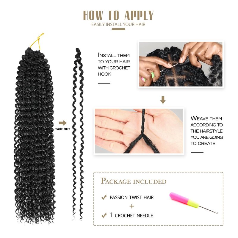 Dansama 7 Packs Passion Twist Hair Water Wave Braiding Hair for Butterfly Style Crochet Braids Bohemian Hair Extensions (30inch (Pack of 7), 1B)