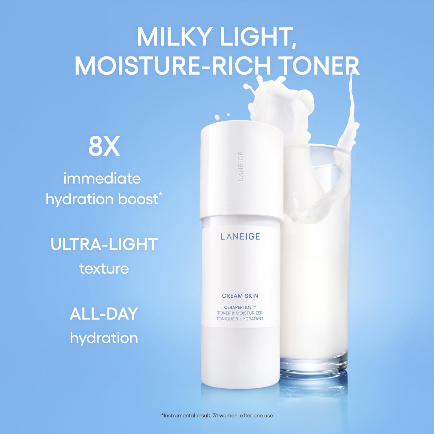LANEIGE Cream Skin Toner & Moisturizer Refill: Lightweight Refillable Korean Milky Toner with Ceramide & Peptide for Hydration, Firming, & Barrier Support