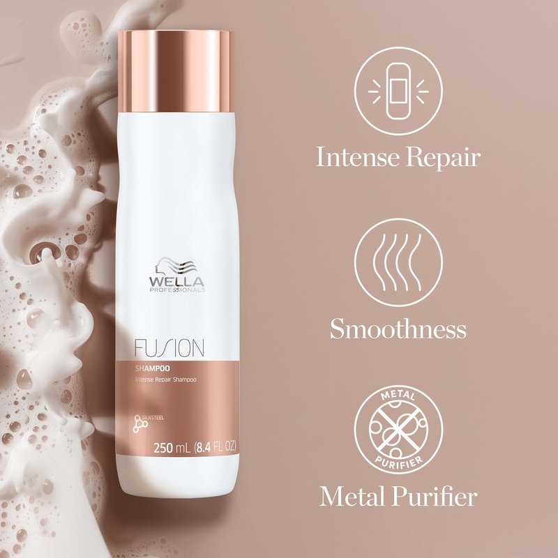 Wella Professionals Fusion Intense Repair Shampoo for Damaged Hair | Repairs, Strengthens & Protects Against Breakage for Smooth, Silky Hair | 8.4 Fl Oz