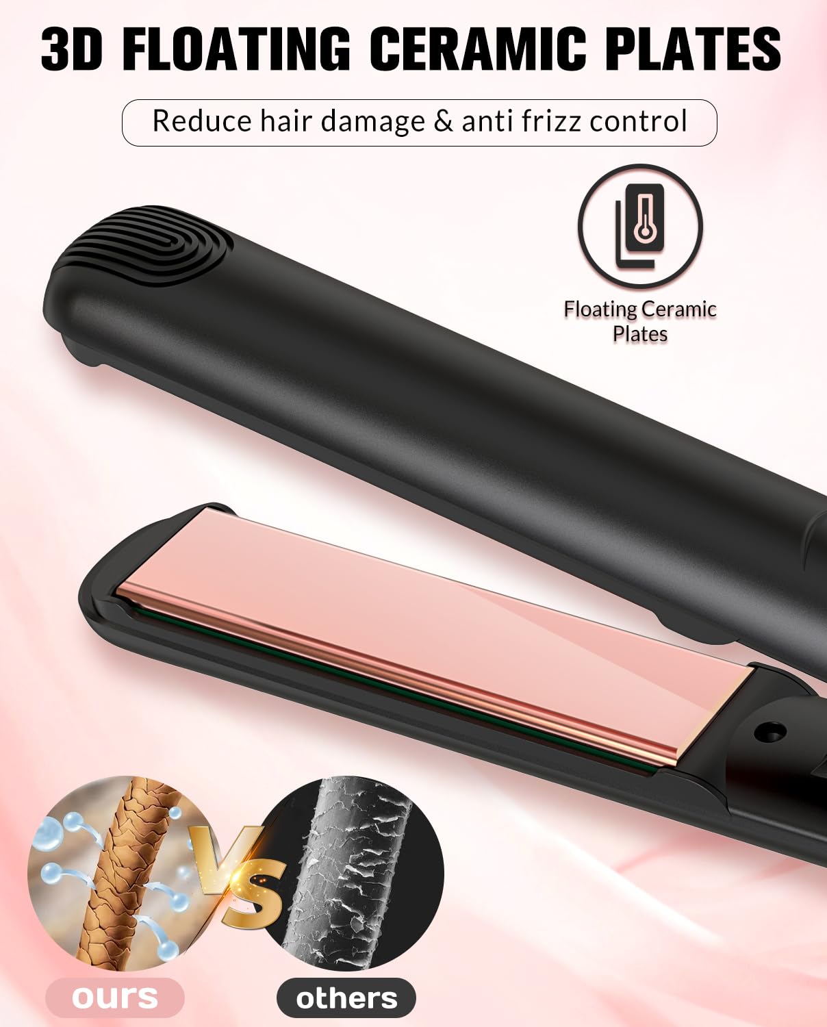 Soffiya Flat Iron Hair Straightener, Ceramic Hair Straightener and Curler 2 in 1, Rapid 30-Second Heat-Up Hair Straightening Iron with Floating Plates for Less Frizz, Shinier & Smoother Hair