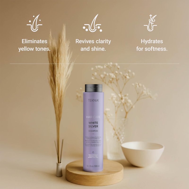 Lakmé Teknia White Silver Shampoo, Toning Shampoo for Blondes and Bleached Hair, 10.2 Fl Oz