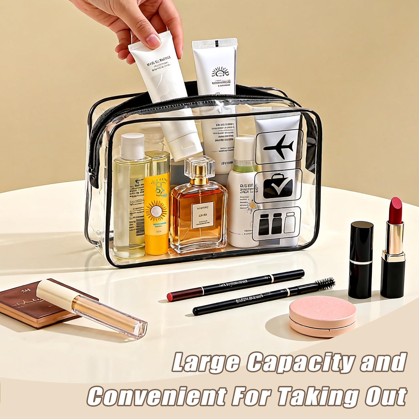 GEPAPE TSA Approved Clear Travel Toiletry Bag, Makeup Cosmetic Bag for Women Men 20 Packs (Black)