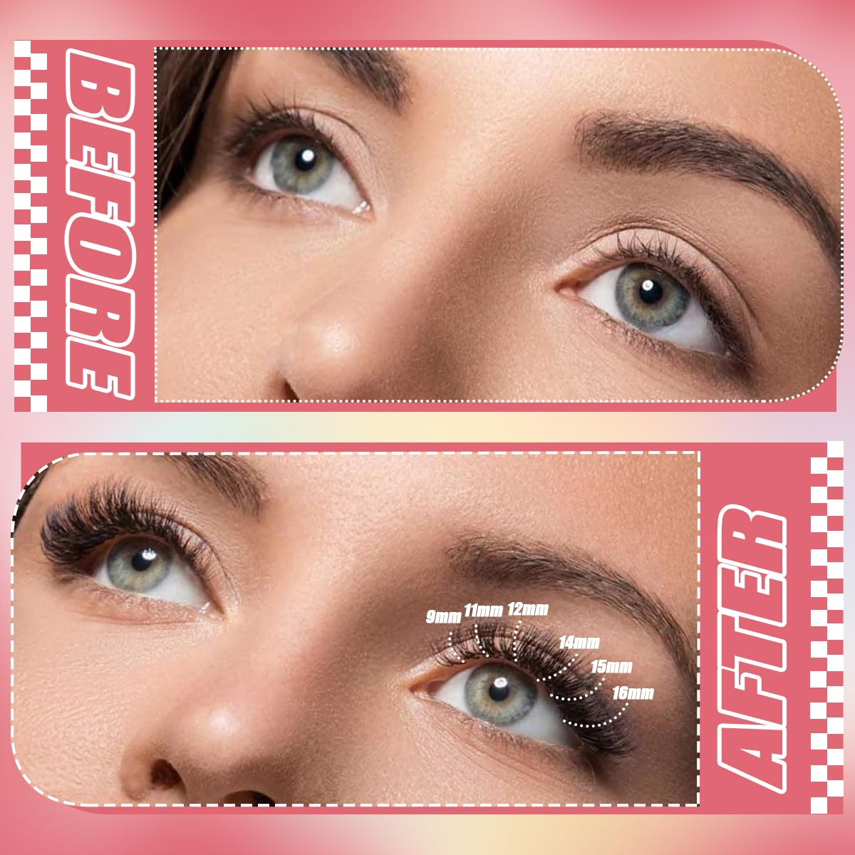 DIY Lash Extension Kit with 280 PCS 9-16mm 40D Lashes Clusters 200ml/6.7fl.oz Lash Cleanser Eyelash Shampoo Mini USB Portable Lash Fan Bond and Seal Remover Eyeliner Eyelid Cleaning Brush