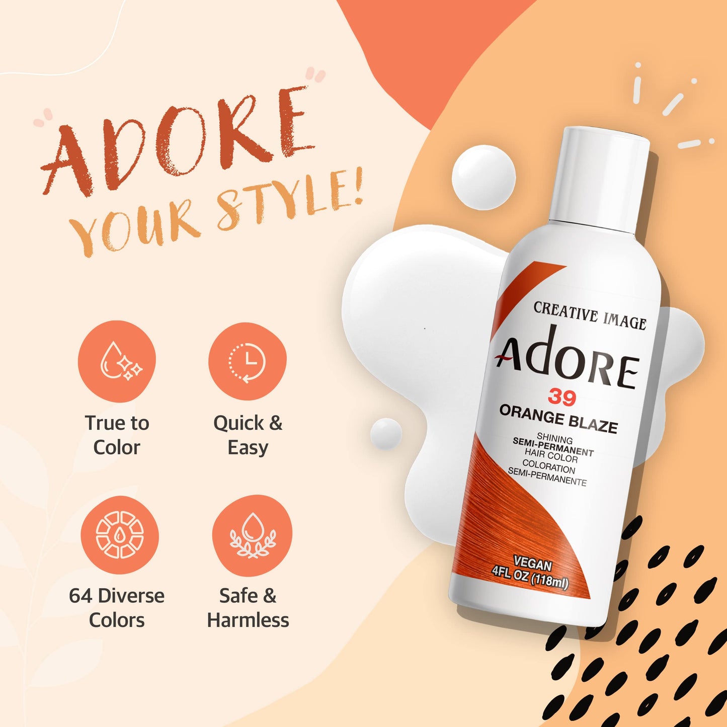 Adore Semi Permanent Hair Color - Vegan and Cruelty-Free Hair Dye - 4 Fl Oz - 197 Peri Winkle (Pack of 3)