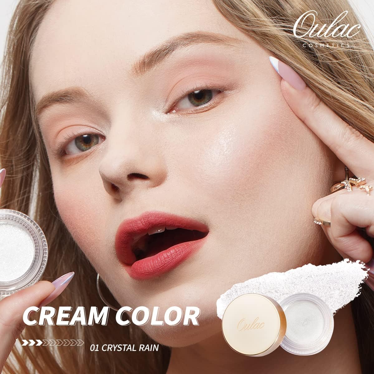 Oulac Glitter Cream Eyeshadow, Shimmery Smooth Texture with Moisturizing Creamy Formula. Large Capacity Eye Makeup Pigmented Metallic, Longwear Waterproof Fade