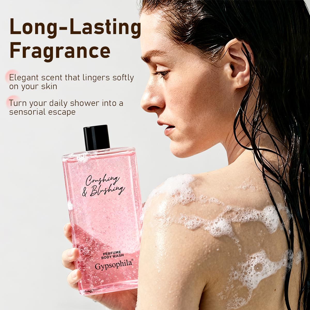 Gypsophila Fragrance Body Wash for Women, Deep Moisturizing, Long Lasting Fragrance, Rich Foam, Paraben Free, Phthalate Free, 13.32 Ounce