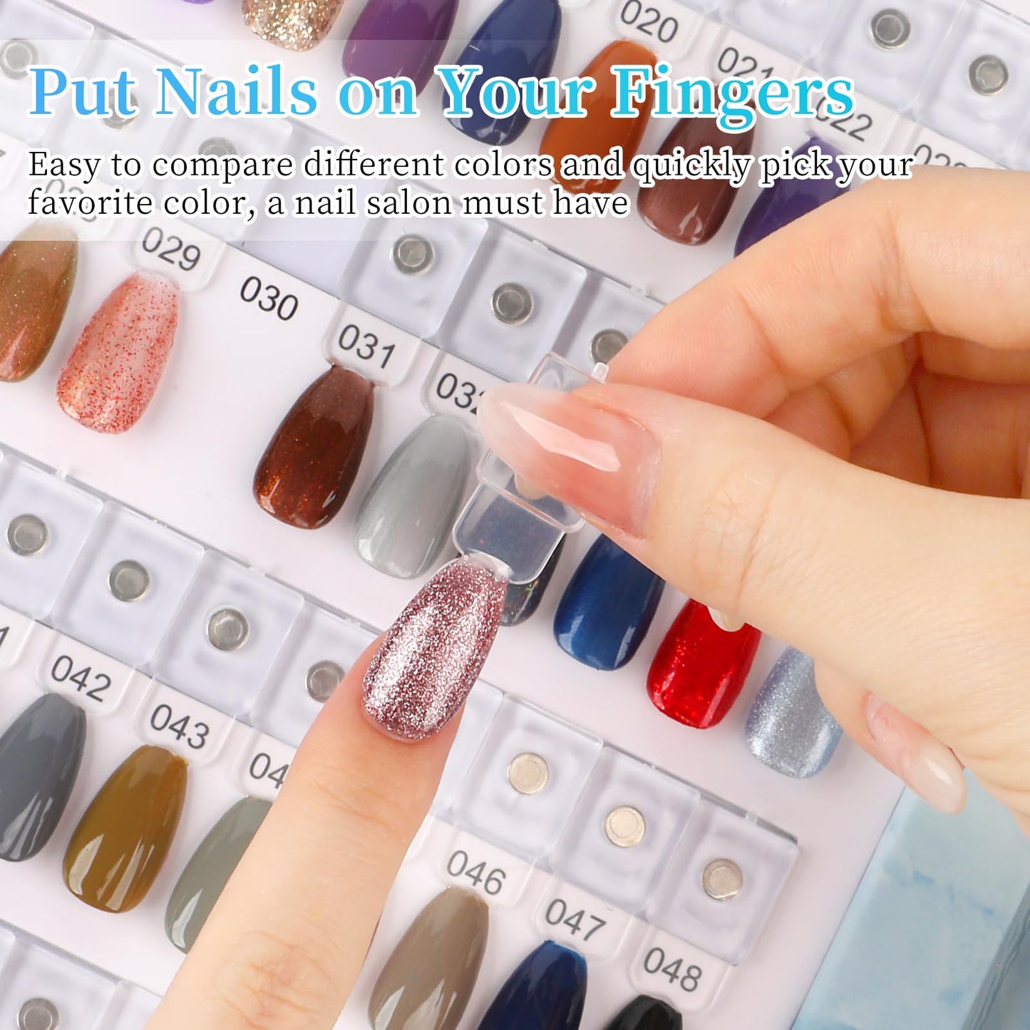 YINGJEE Nail Color Display Book Nail Swatch, Nail Sample Display Book Nail Gel Color Card Book with Transparent Replacement Nails (Coffee)