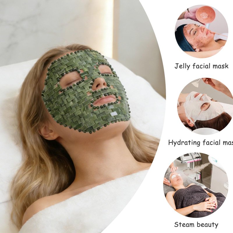 gemshan Jade Mask,100% Natural Stone Facial Mask for SPA Skincare Beauty Tools for Puffy Eyes Dark Circles