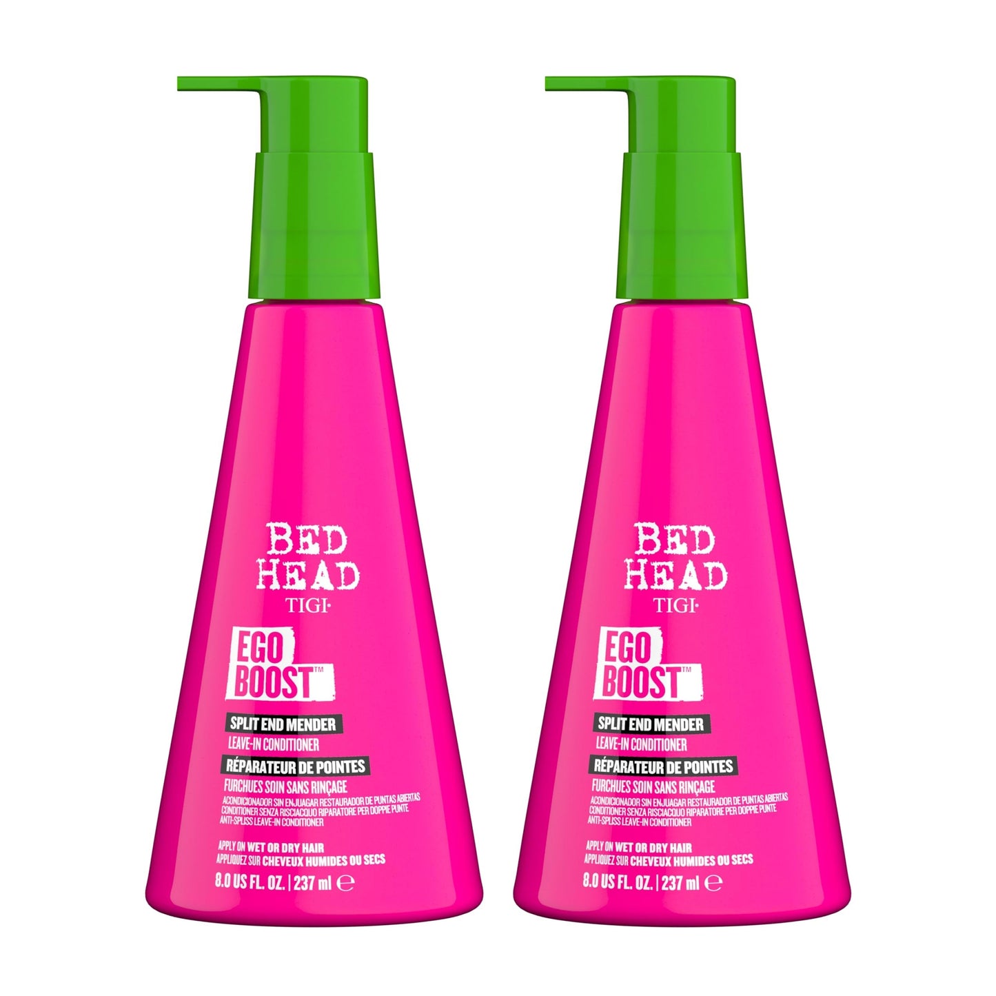 TIGI Bed Head Leave-In Conditioner, Split End Mender, Ego Boost 2-Pack – Split Ends Treatment for Dry, Damaged Hair, Fruit & Berries Fragrance, 8 Oz Ea