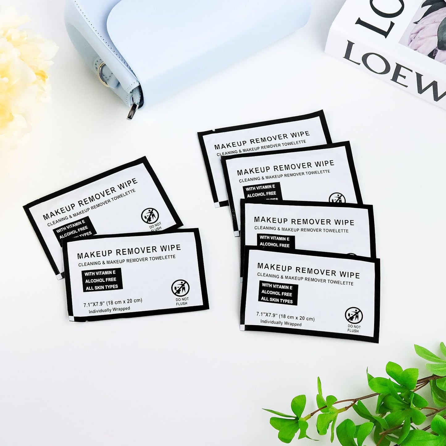 HAIFOTRVA Individual Makeup Remover Wipes Bulk - Pack of 200,Black Individually Wrapped Face Cleansing Wipes Travel Size for Mascara,Lipstick,Skin Care,Hotel Toiletries